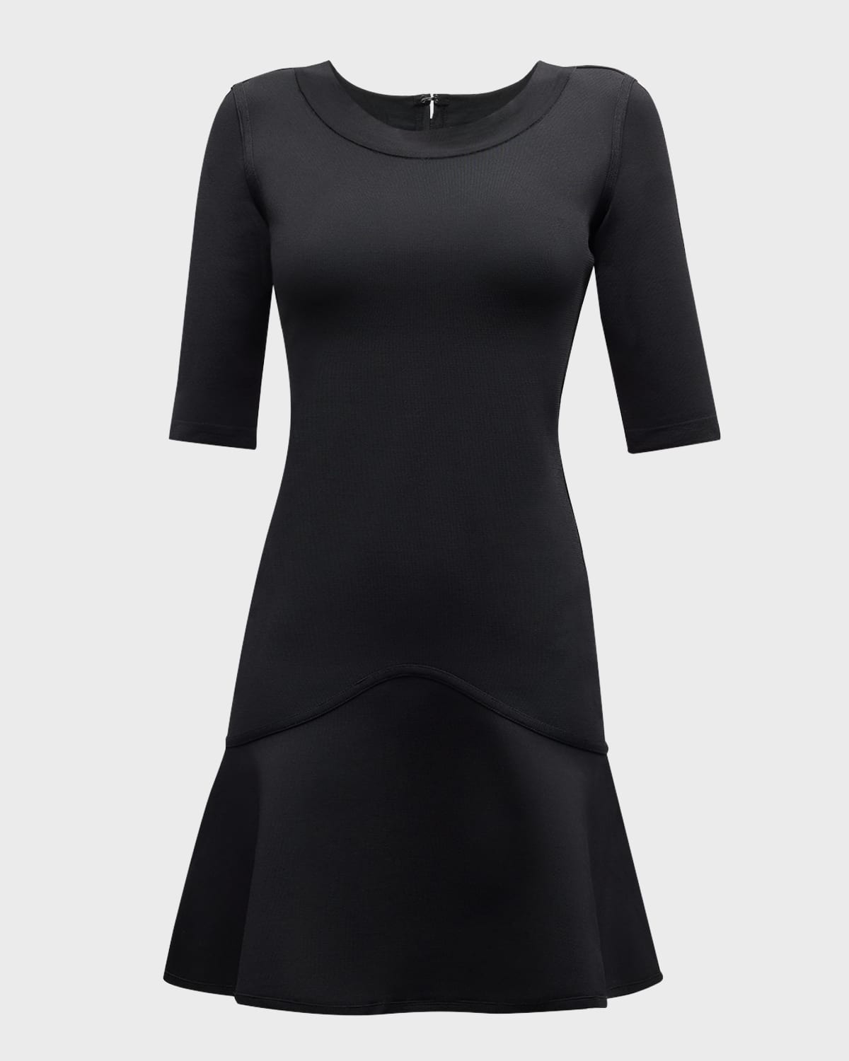 Emporio Armani Scoop-neck Flounce Knit Mini Dress In Black