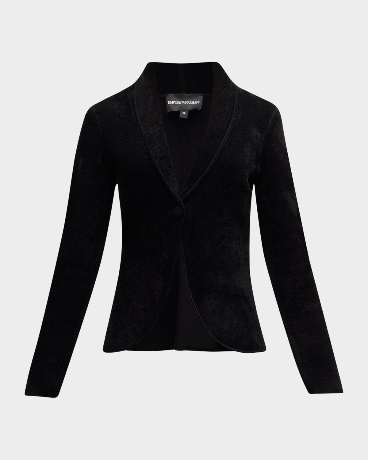 Shop Emporio Armani Single-button Chenille Jacket In Black