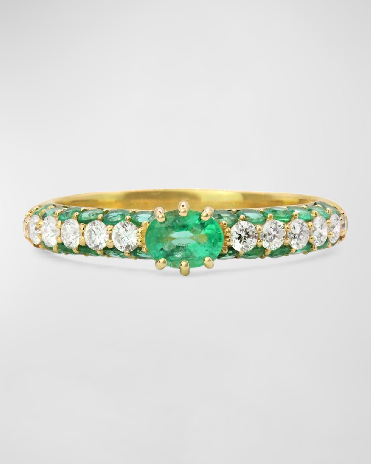 18K Yellow Gold Cirq Ring with Round and Oval Stones