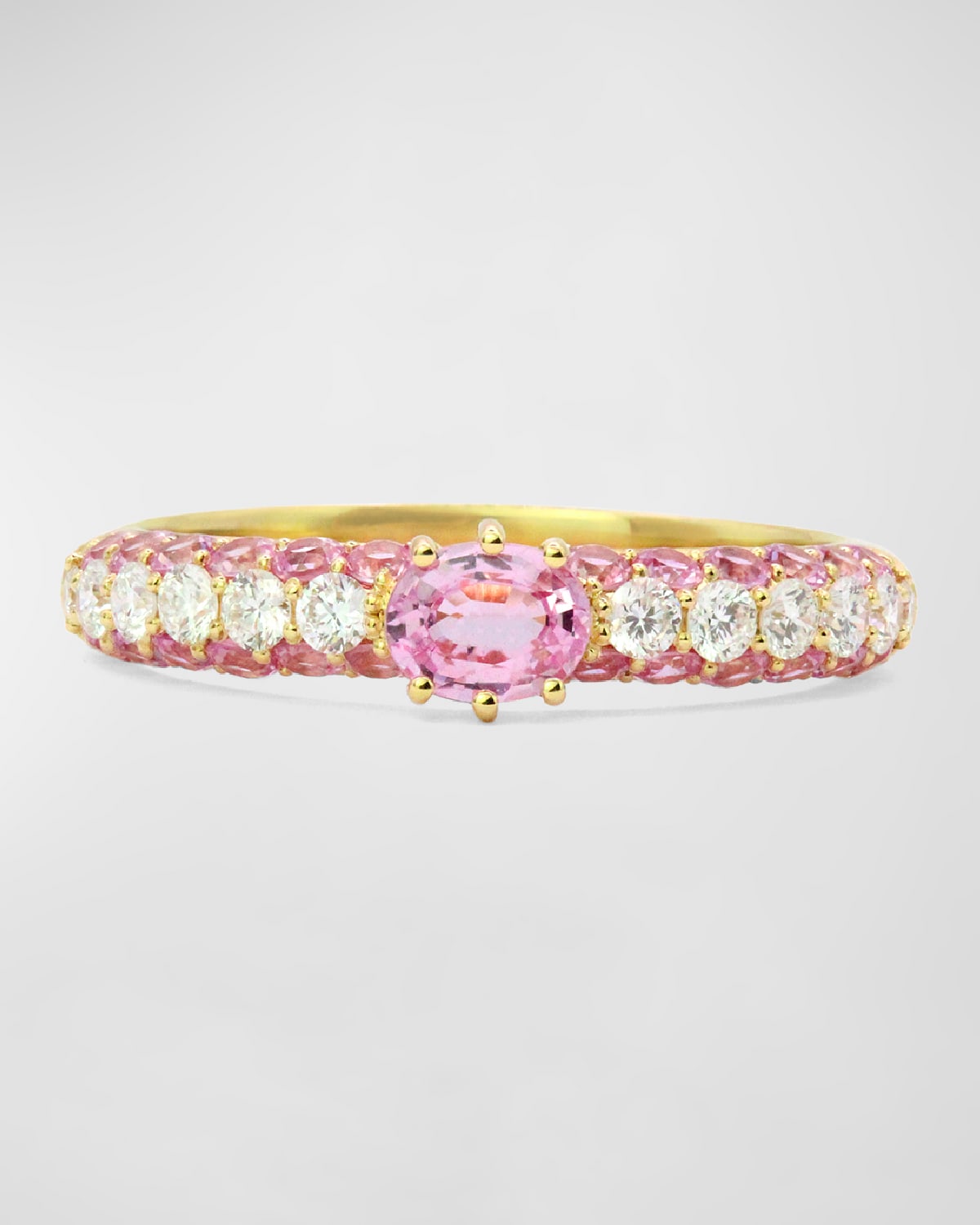18K Yellow Gold Cirq Ring with Round and Oval Stones
