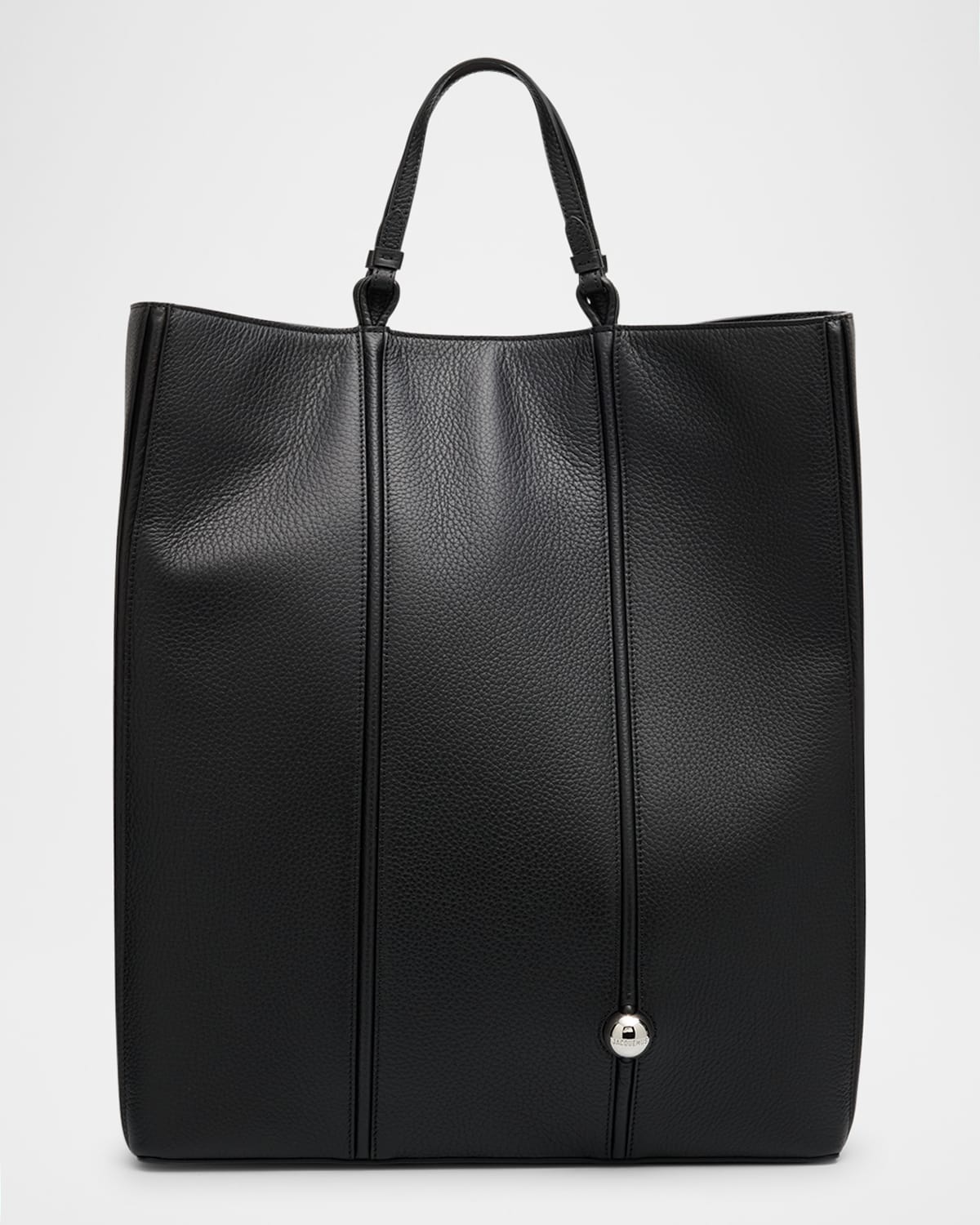 Jacquemus Men's Le Cabas Marino Leather Tote Bag In Black