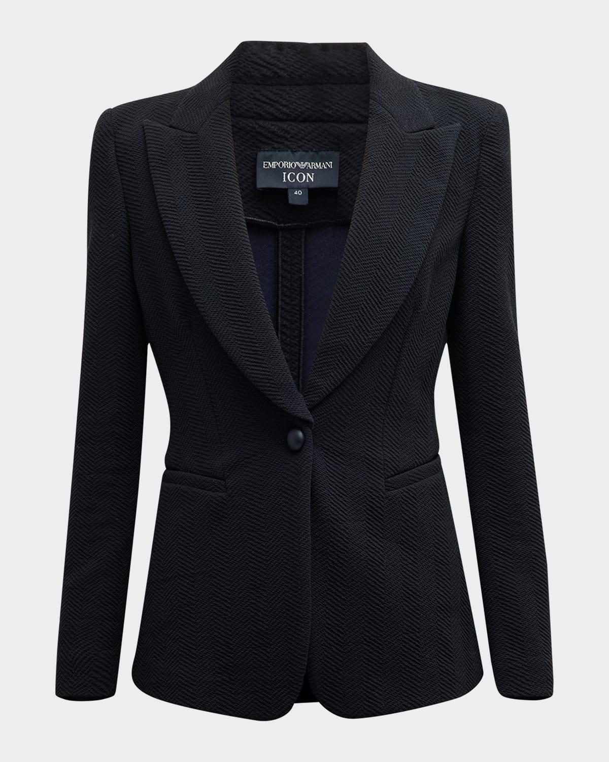EMPORIO ARMANI SINGLE-BUTTON CHEVRON JERSEY BLAZER 