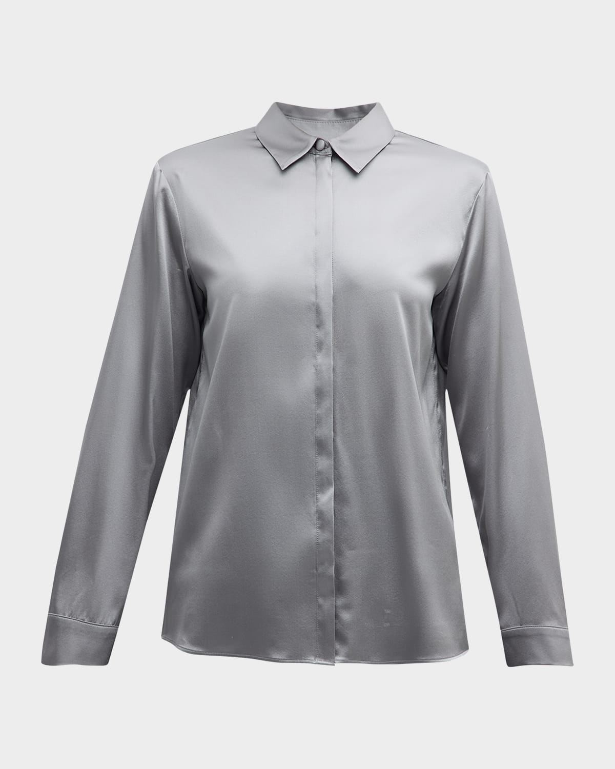 EMPORIO ARMANI BUTTON-DOWN SHINY SILK BLOUSE 