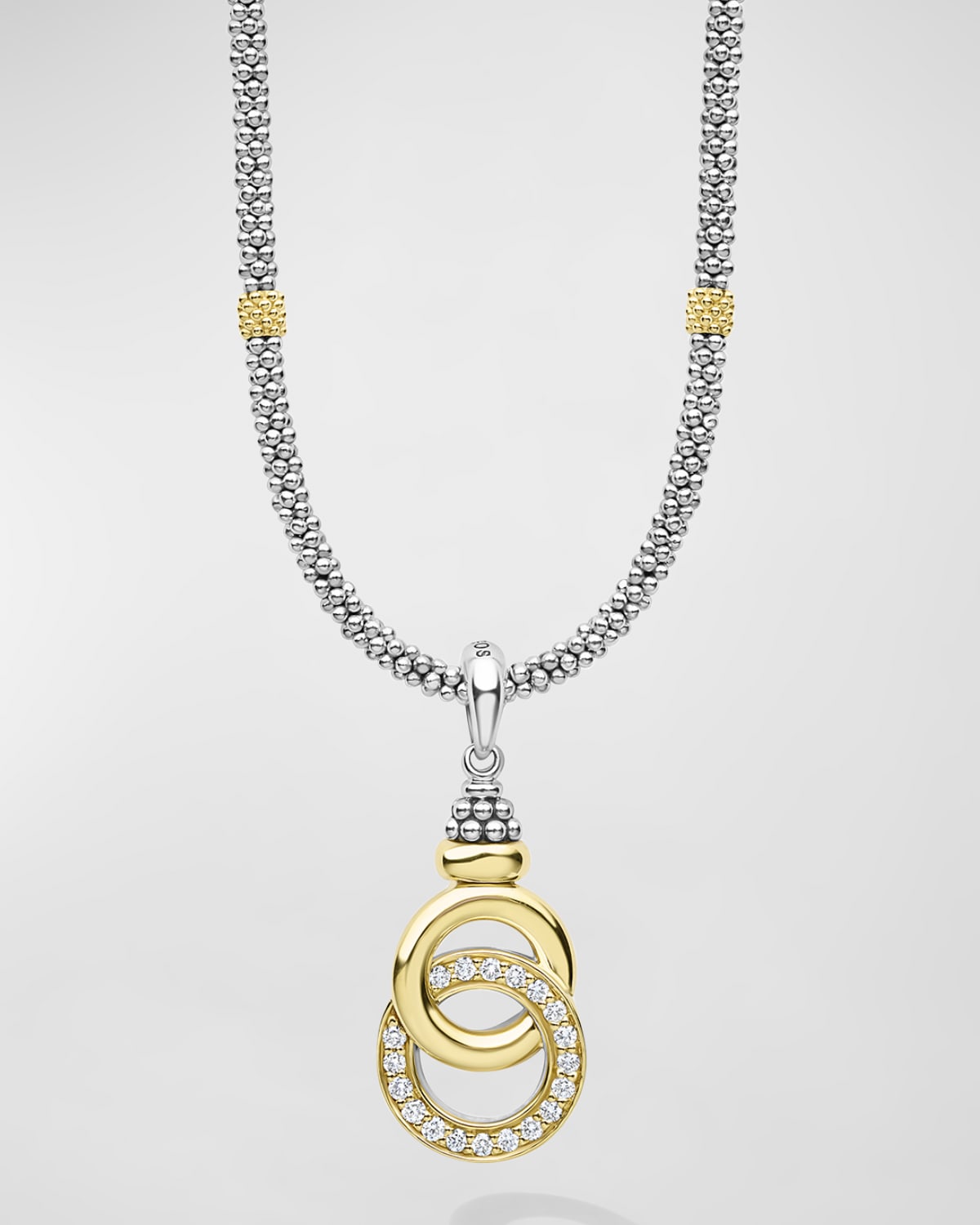 Caviar Two Tone Diamond Pendant Necklace