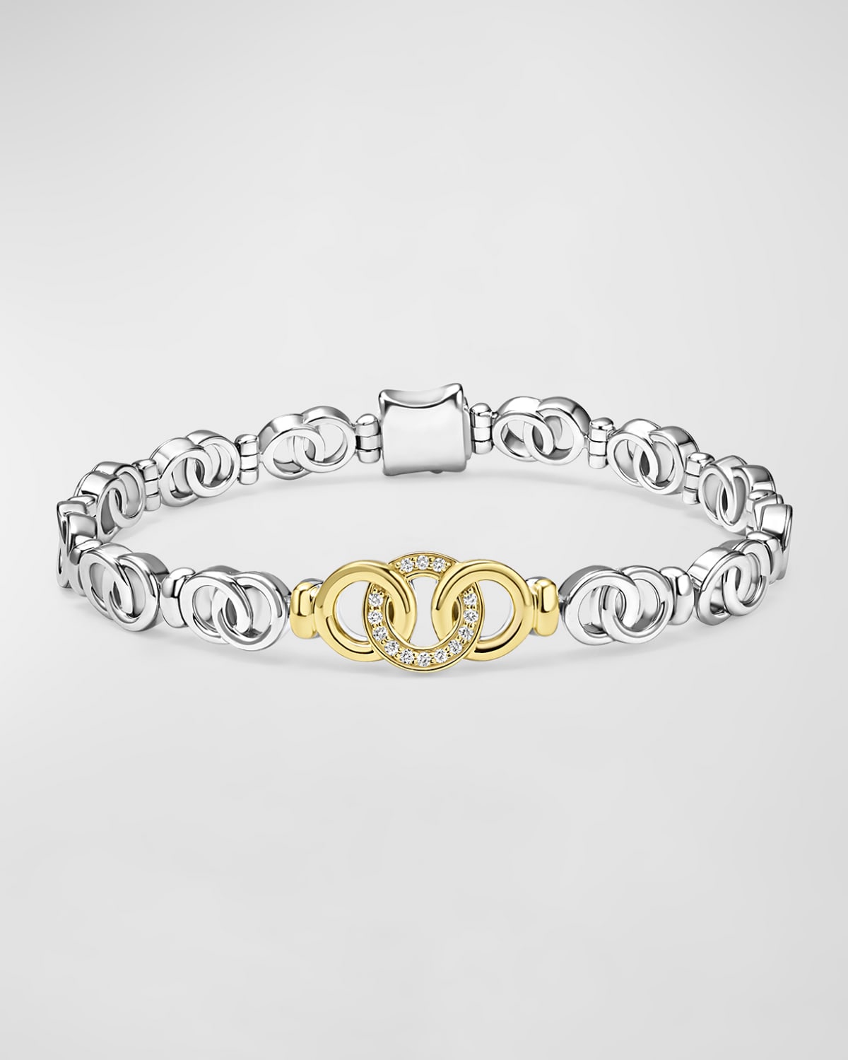 Signature Caviar Two-Tone Interlocking Link Bracelet