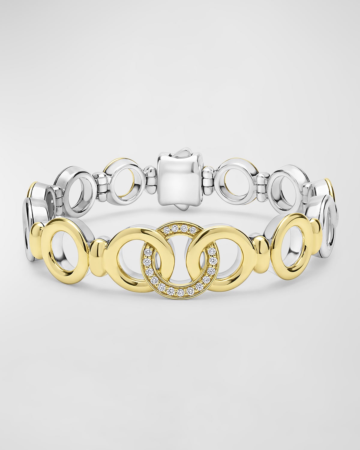 Signature Caviar Two-Tone Interlocking Taper Link Bracelet