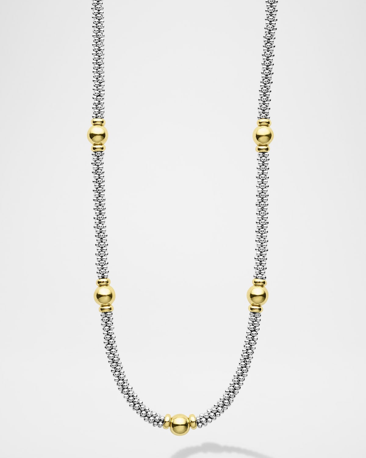 Signature Caviar Two-Tone 9-Station Rope Necklace, 18"L