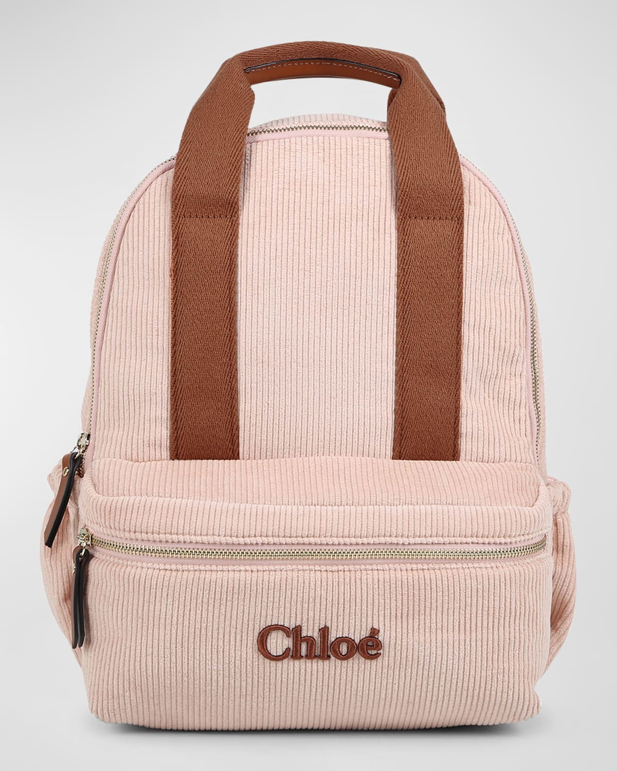 Chloé Kid's Grosgrain Corduroy Backpack In Pale Pink