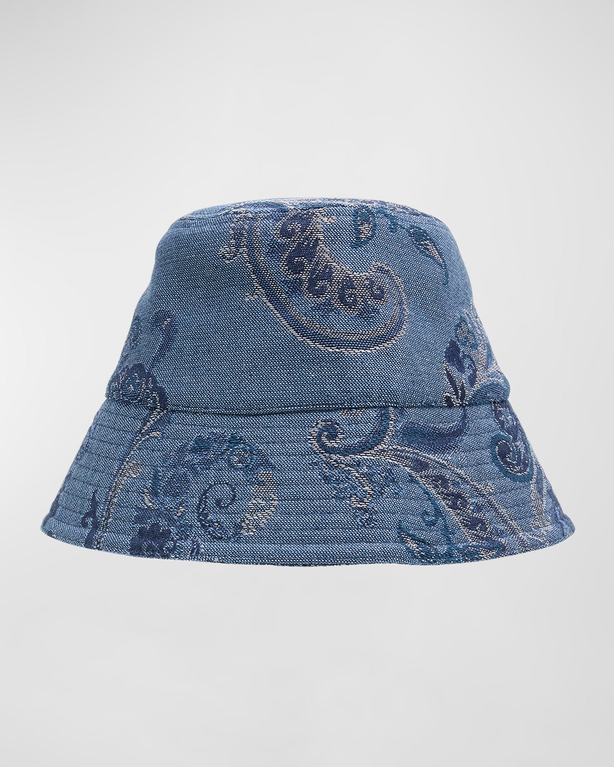 Etro Paisley Denim Bucket Hat In Blue