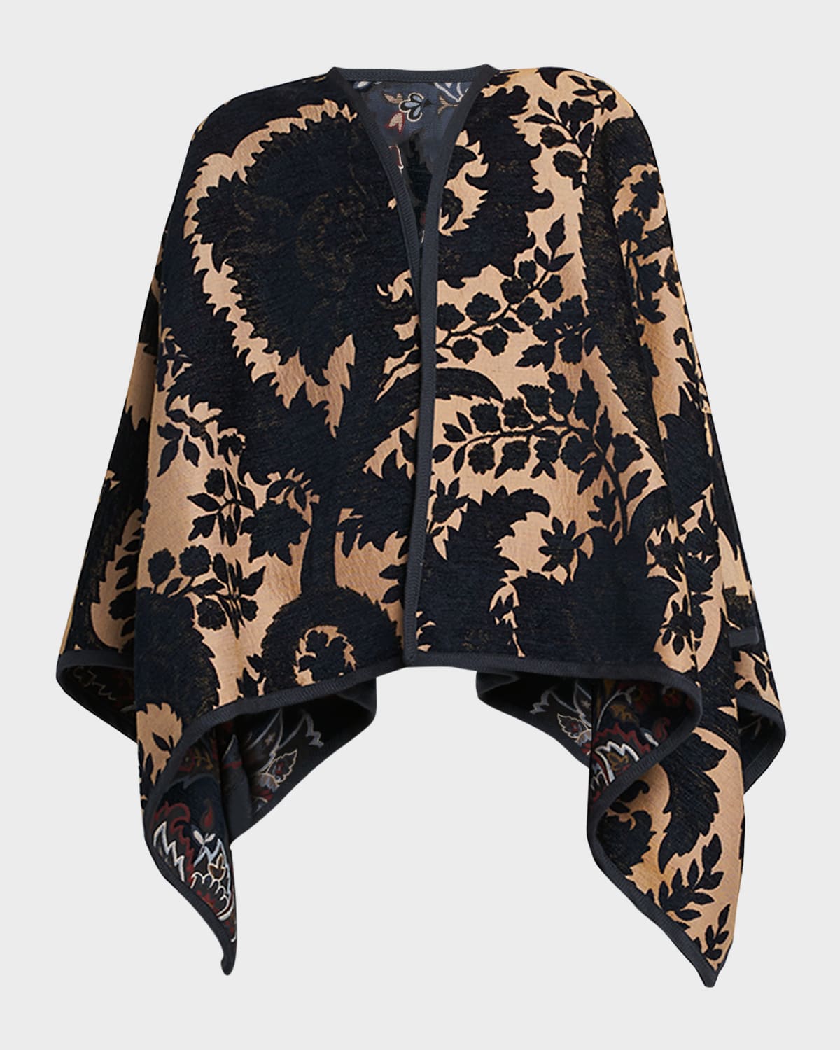 Reversible Floral Jacquard Cape