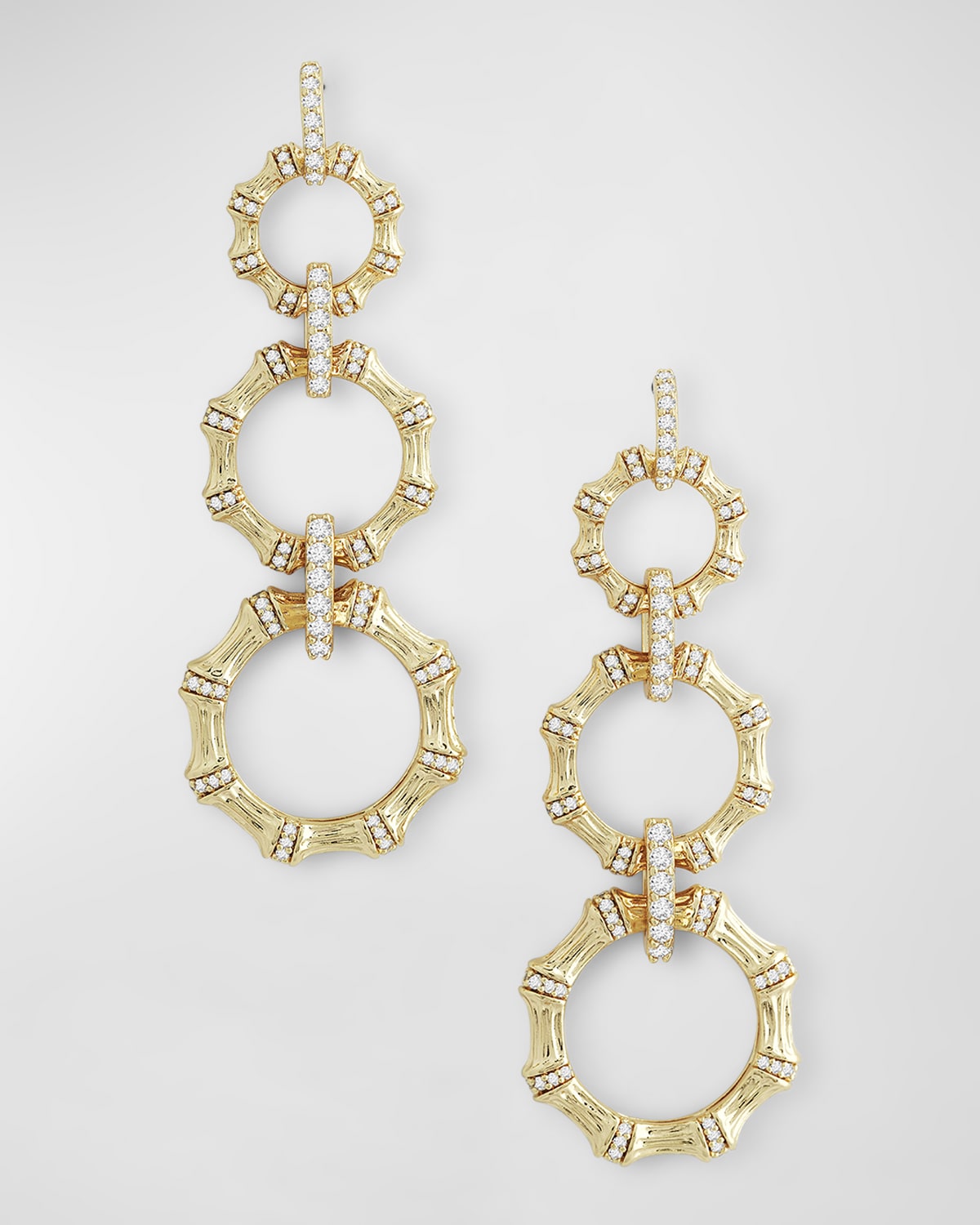 Anabel Aram Jewelry Bamboo Long Chain Earrings In Gold