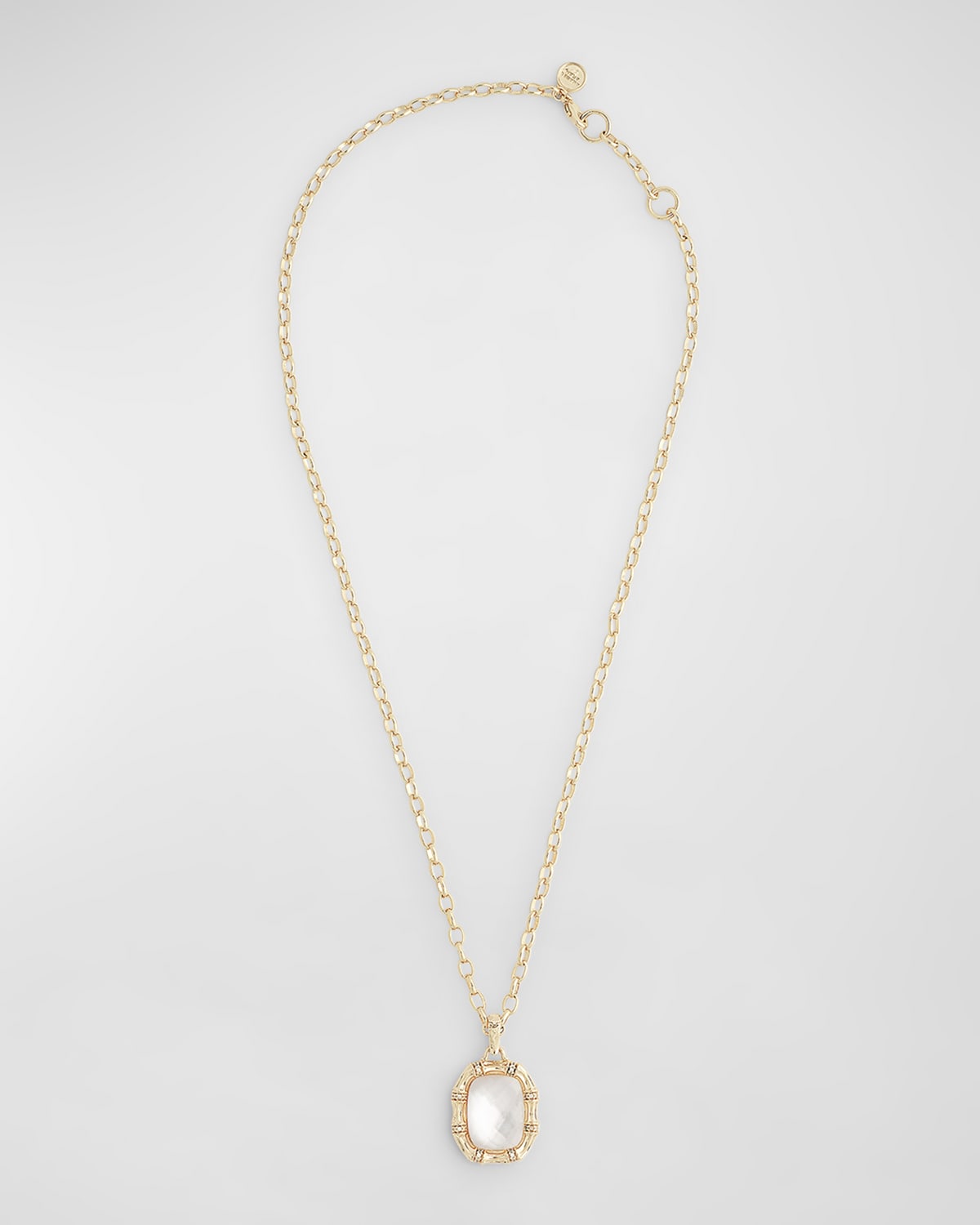 Anabel Aram Jewelry Bamboo With Stone Pendant Necklace In Gold