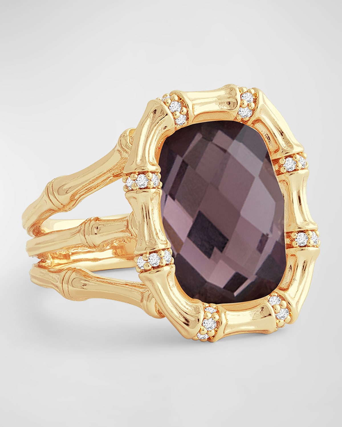 Anabel Aram Jewelry Bamboo With Stone Ring In Gold