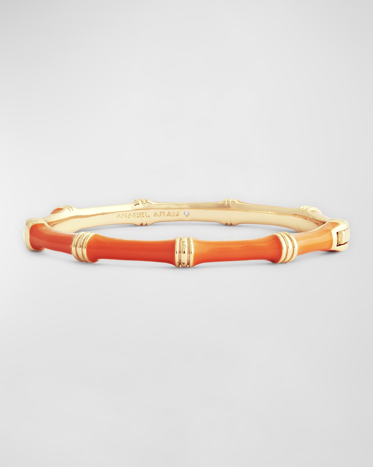 Anabel Aram Jewelry Bamboo Enameled Hinged Bangle In Orange