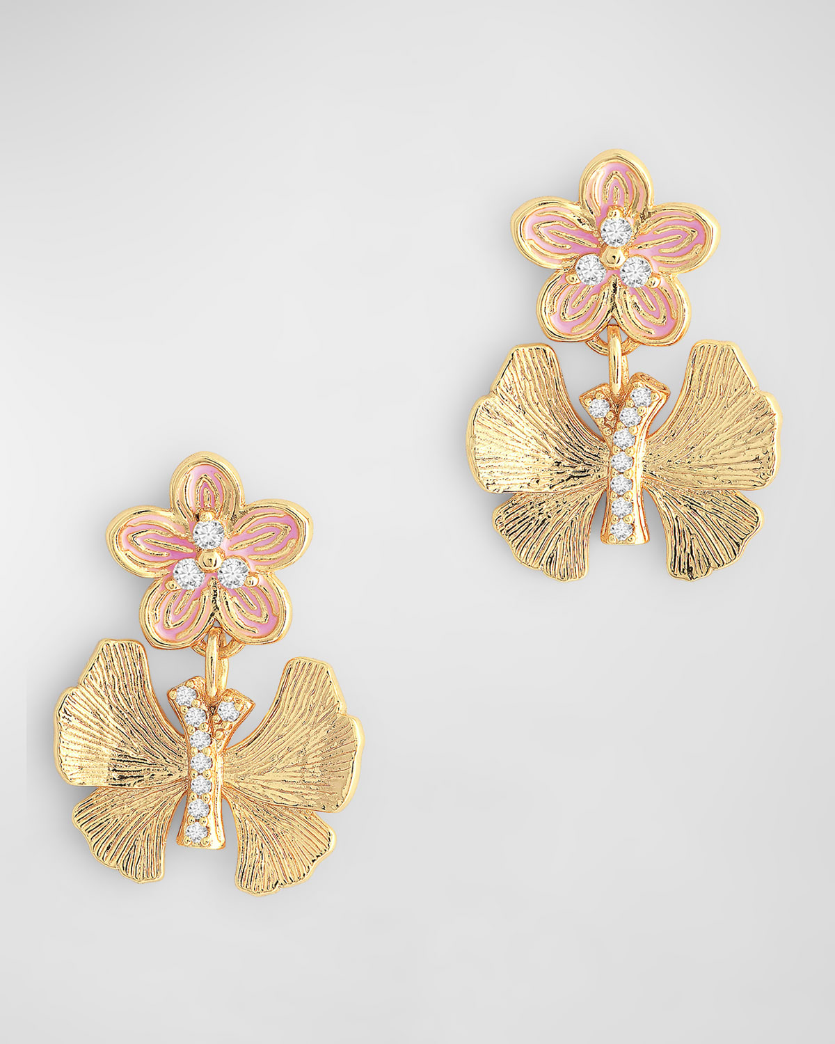 Butterfly with Enamel Flower Earrings