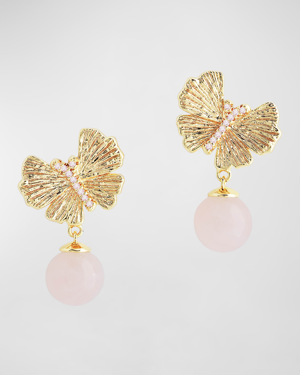 Butterfly with Rose Quartz Drop Earrings
