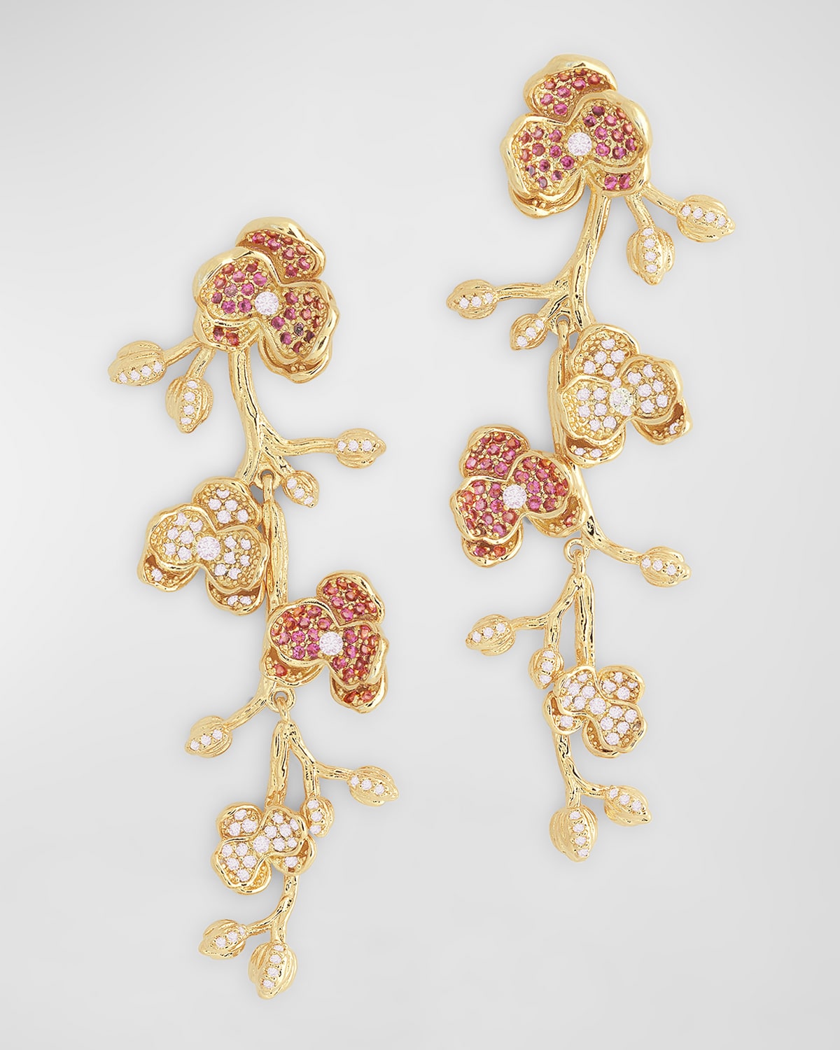 Anabel Aram Jewelry Orchid Pave Dangle Earrings In Gold