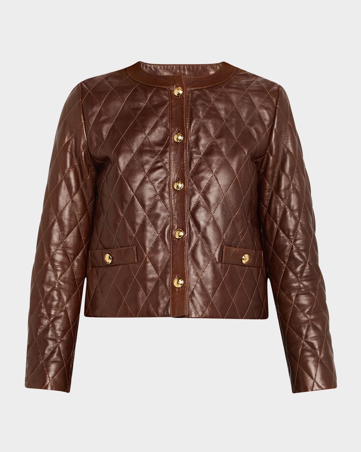 Nili Lotan Amy Quilted Leather Jacket In Brown