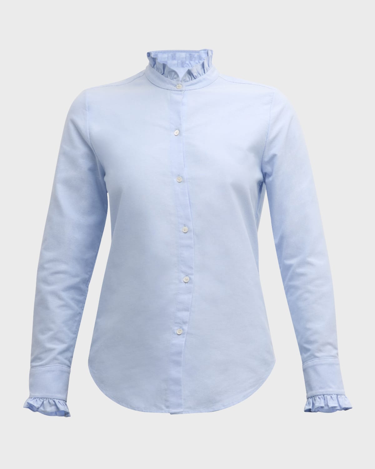 Nili Lotan Lydia Ruffle Chambray Button-down Shirt In Light Blue