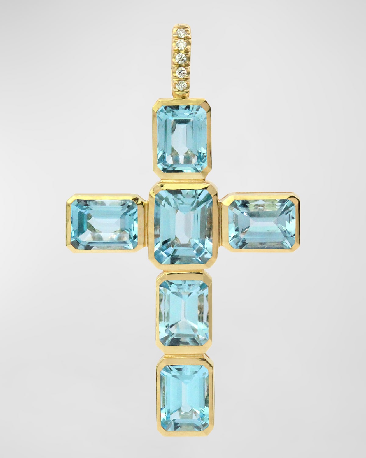 18K Yellow Gold Celeste Topaz Cross Pendant