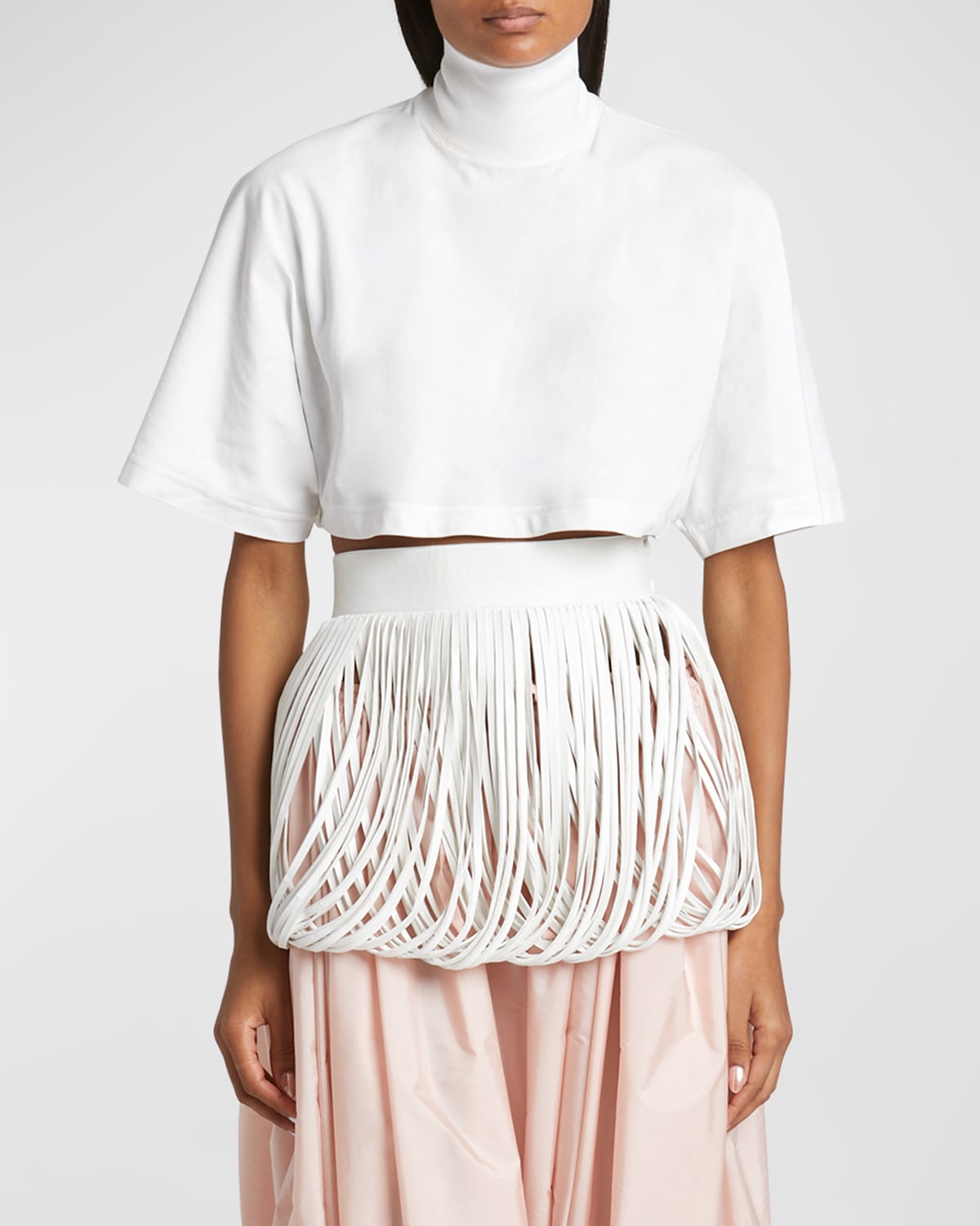 Alaïa High-neck Cropped T-shirt In White