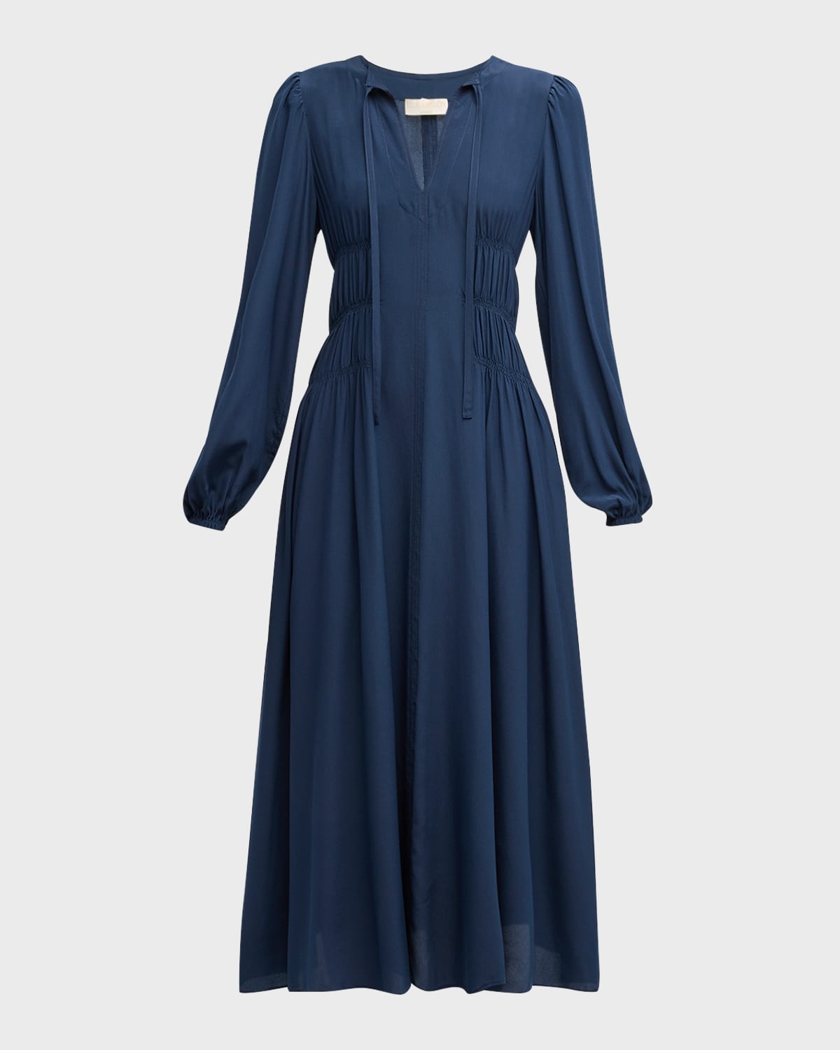 Ulla Johnson Rouen Silk Crepe De Chine Midi Dress In Midnight