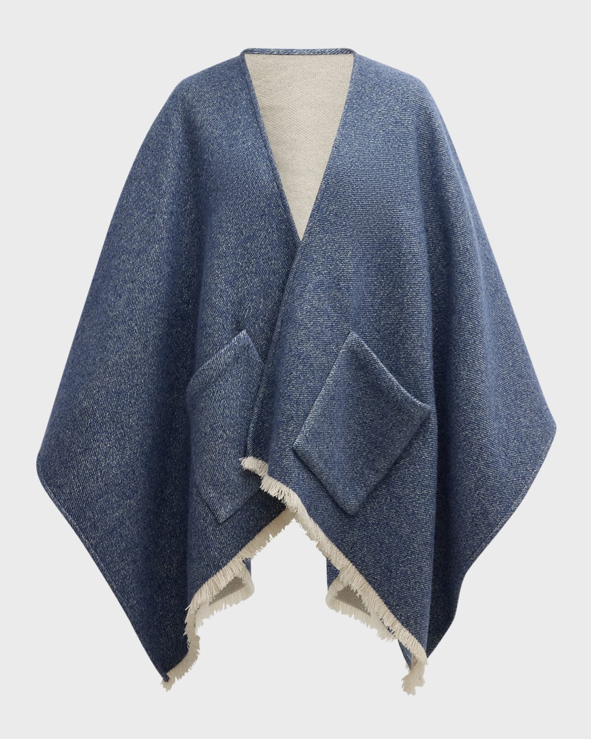 Fringed Cashmere-Blend Cape With Pockets