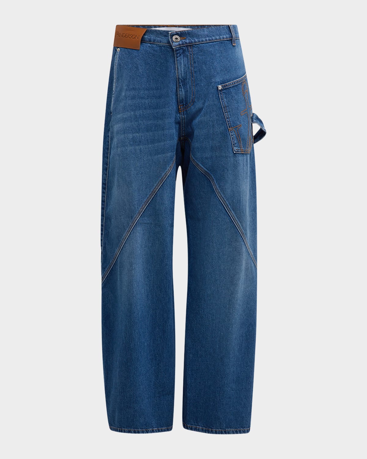 Jw Anderson Twisted Denim Workwear Jeans In Light Blue