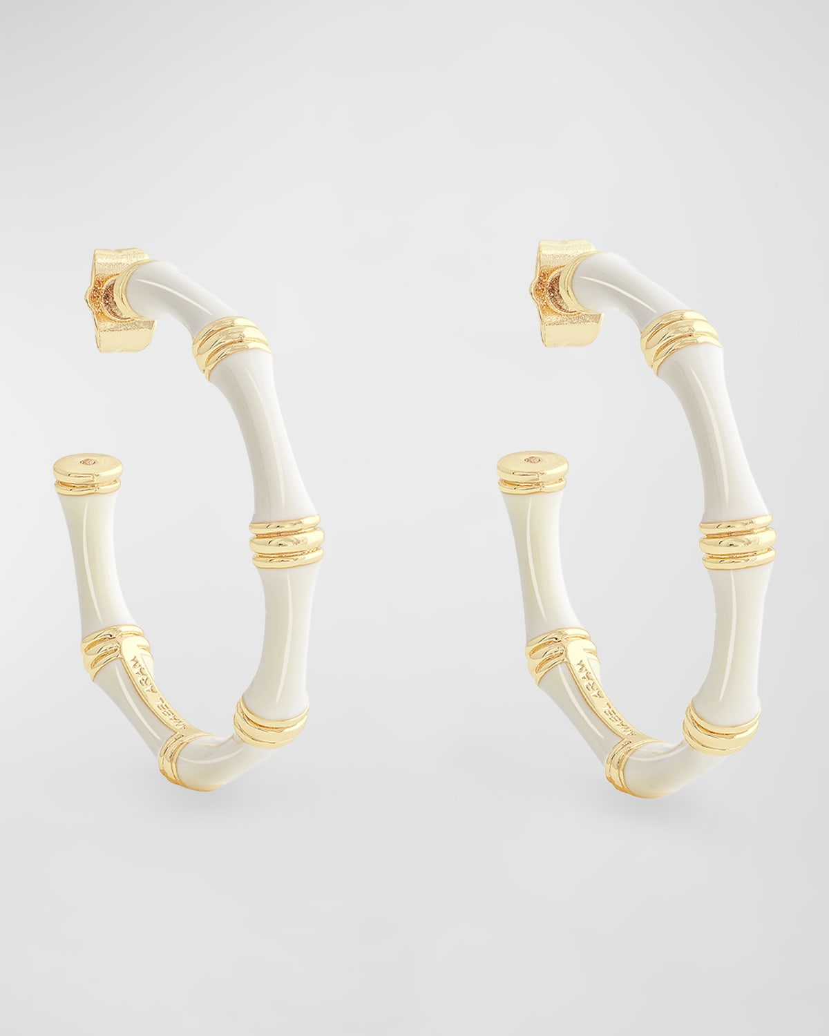 Anabel Aram Jewelry Bamboo Enameled Hoop Earrings In Gold