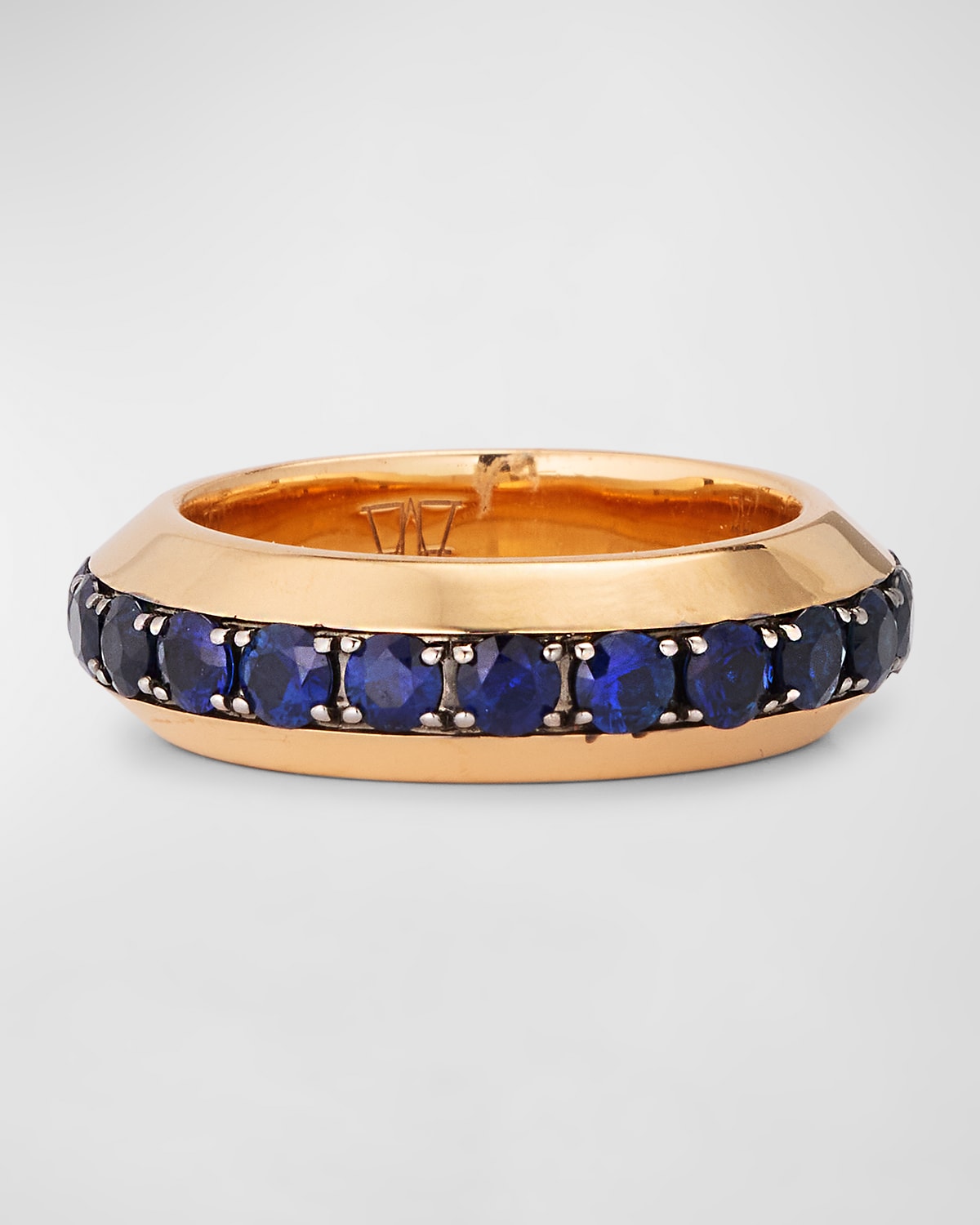 Grant 18K Rose Gold and Blue Sapphire Angled Band Ring