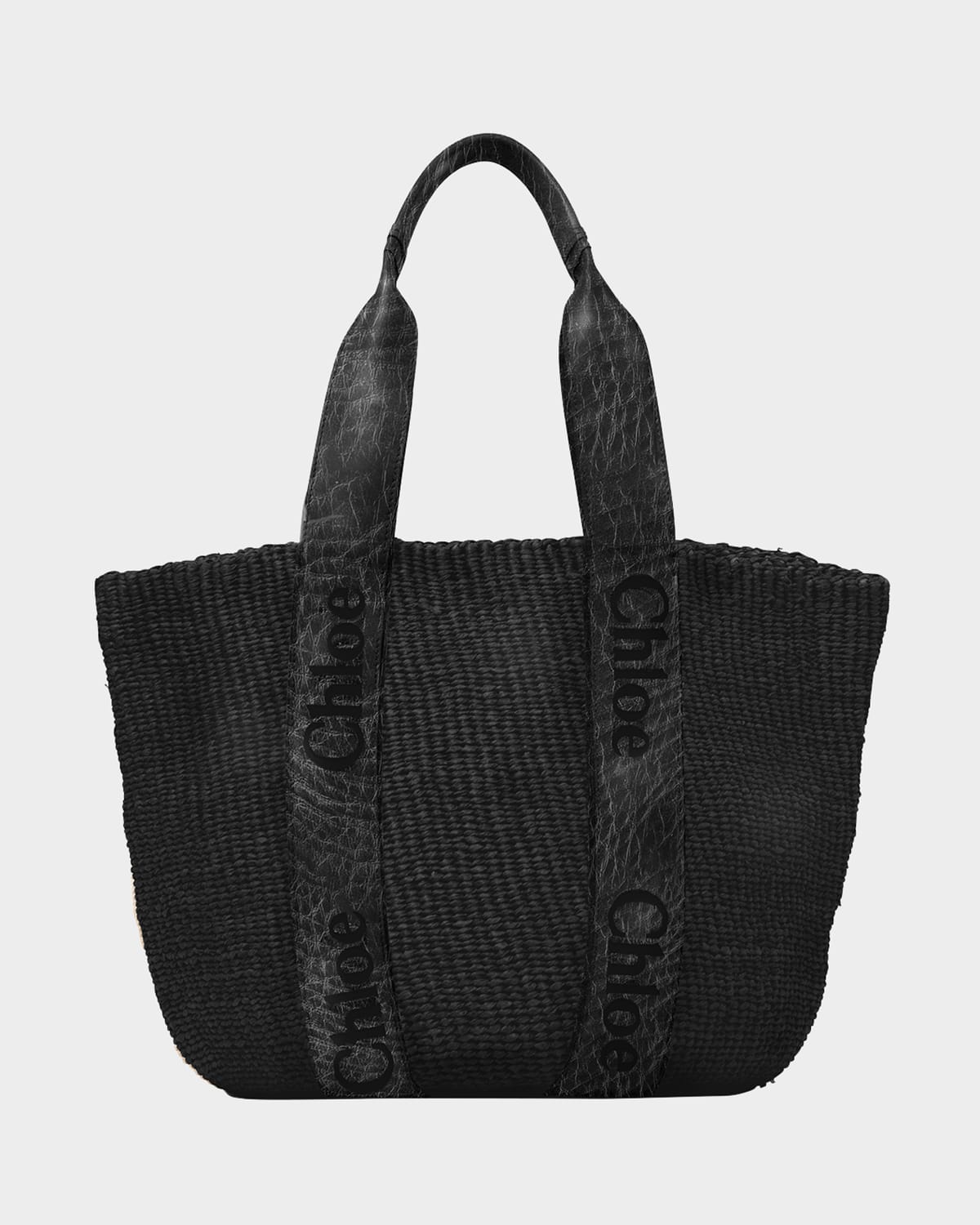 CHLOÉ WOODY MIFUKO BASKET BAG WITH LOGO WEBBING 