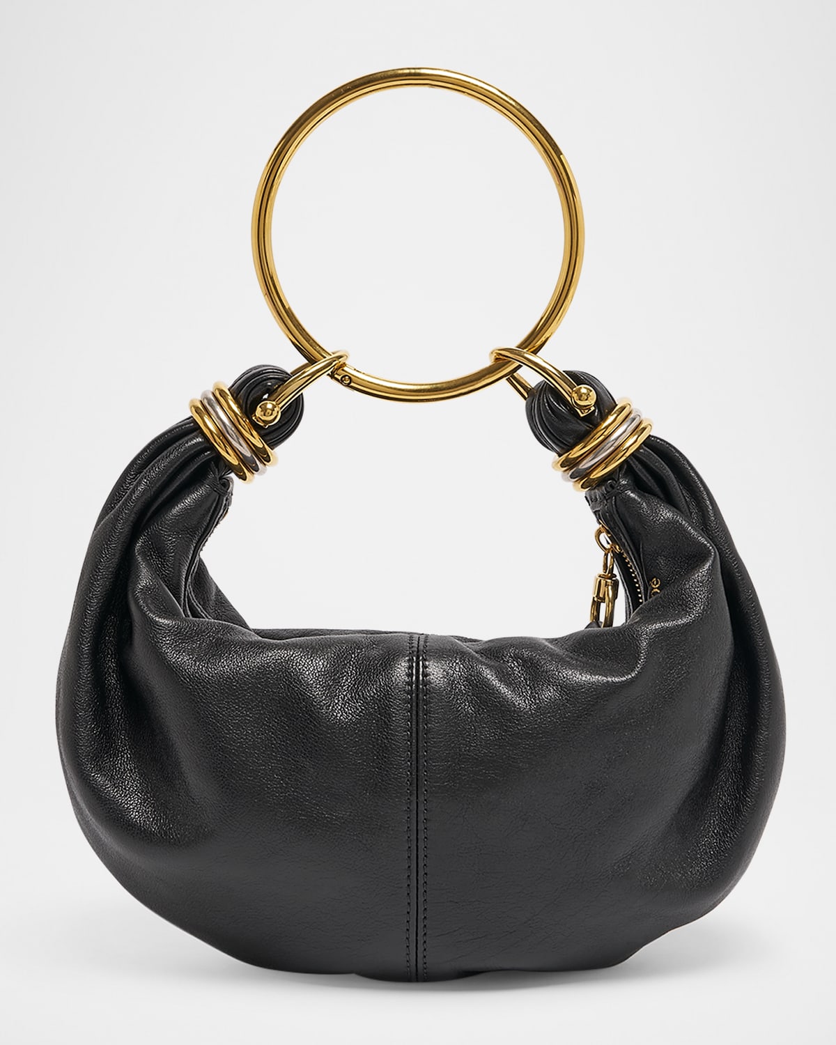 Chloé Bracelet Bag Mini In Shiny Grained Calfskin In Black