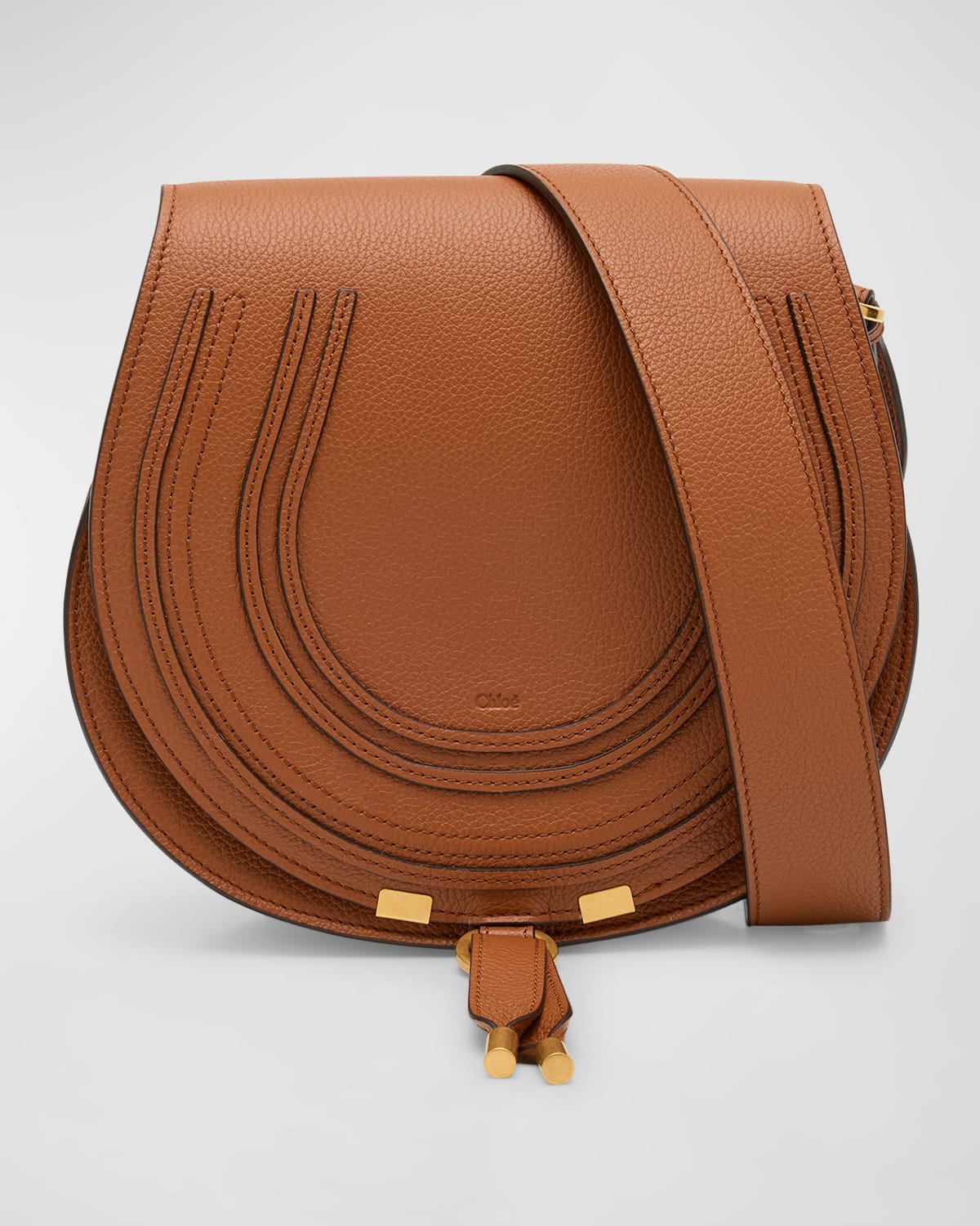 Chloé Marcie Medium Slim Crossbody Bag In Grained Calfskin In Brown