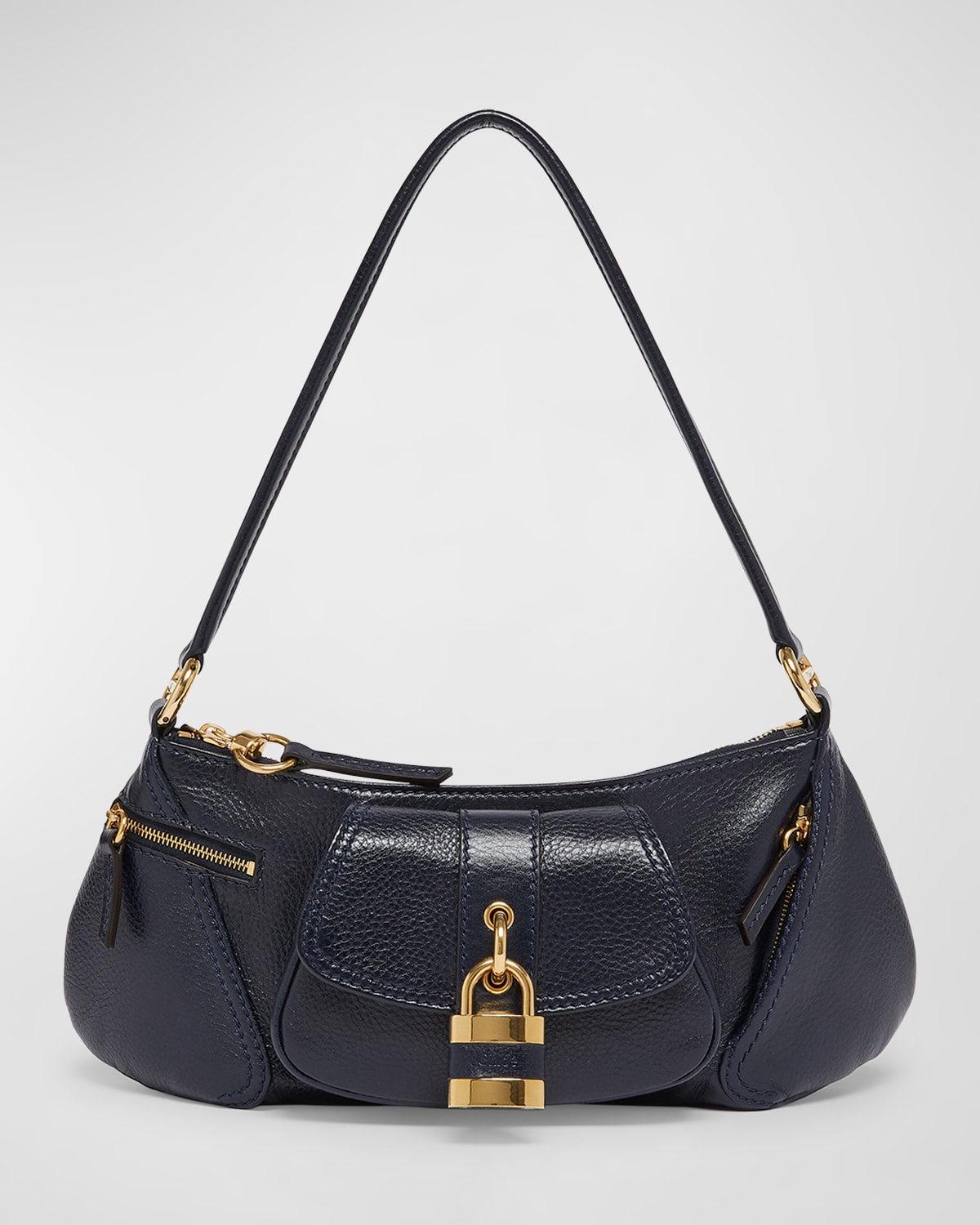 Shop Chloé The 99 Shoulder Bag In Shiny Grained Calfskin In Black