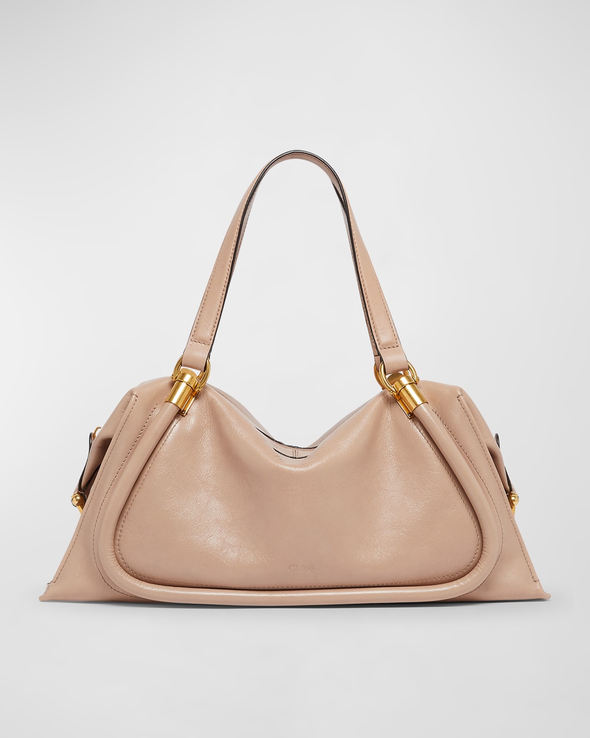 Chloé Paraty 24 Large Bag In Shiny Calfskin In Neutral