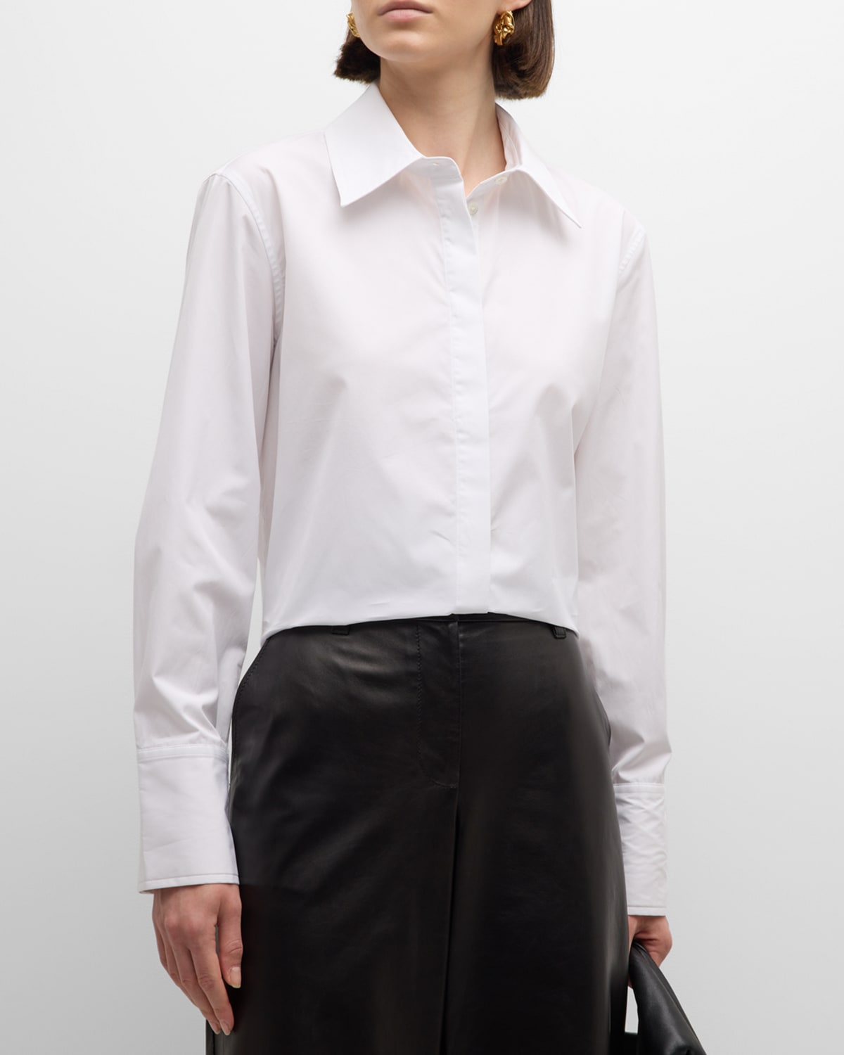 Shop Co Fitted Button-down Tton Shirt In White