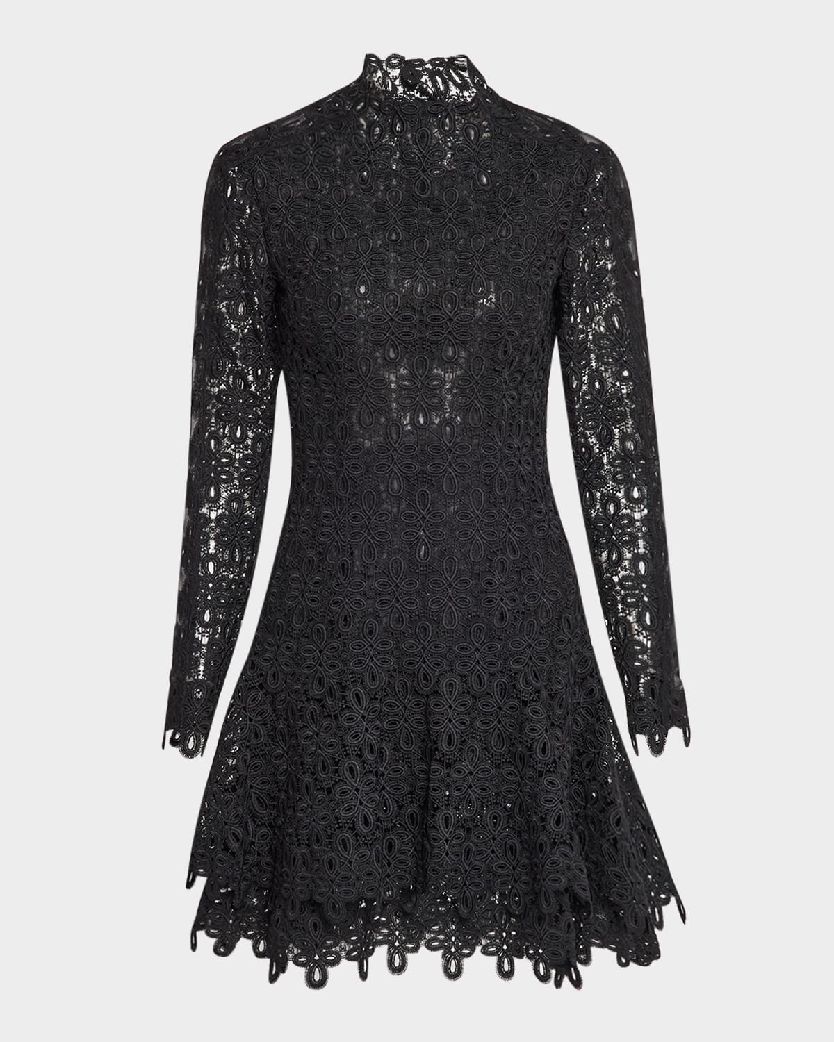 Simkhai Joy Lace Mock Neck Mini Dress In Black