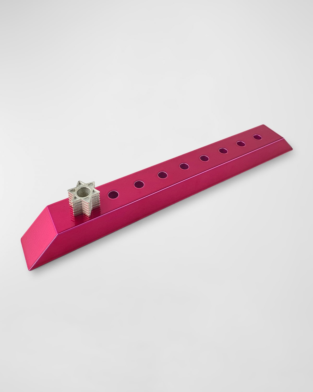 Joy Stember Metal Arts Studio Sarah Hanukkah Menorah By Joy Stember In Pink Powdercoated Aluminum