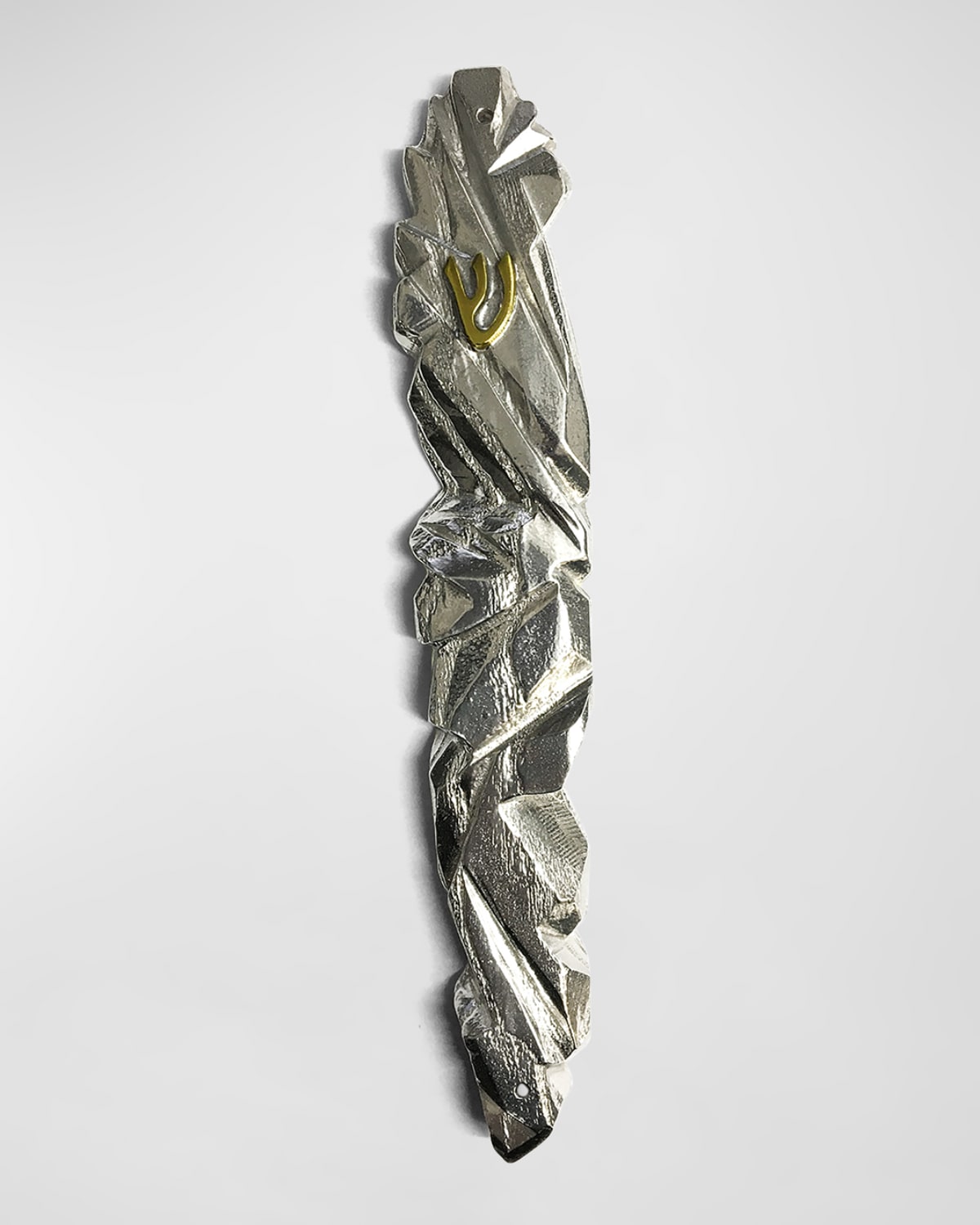 Joy Stember Metal Arts Studio Carved Pewter Deco Mezuzah By Joy Stember In Pewter And Brass