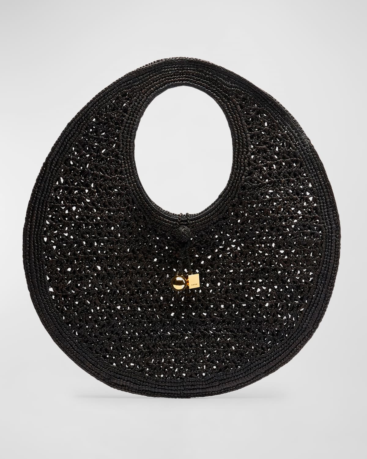 Jacquemus Le Rond Spiaggia Shoulder Bag In Raffia In Black