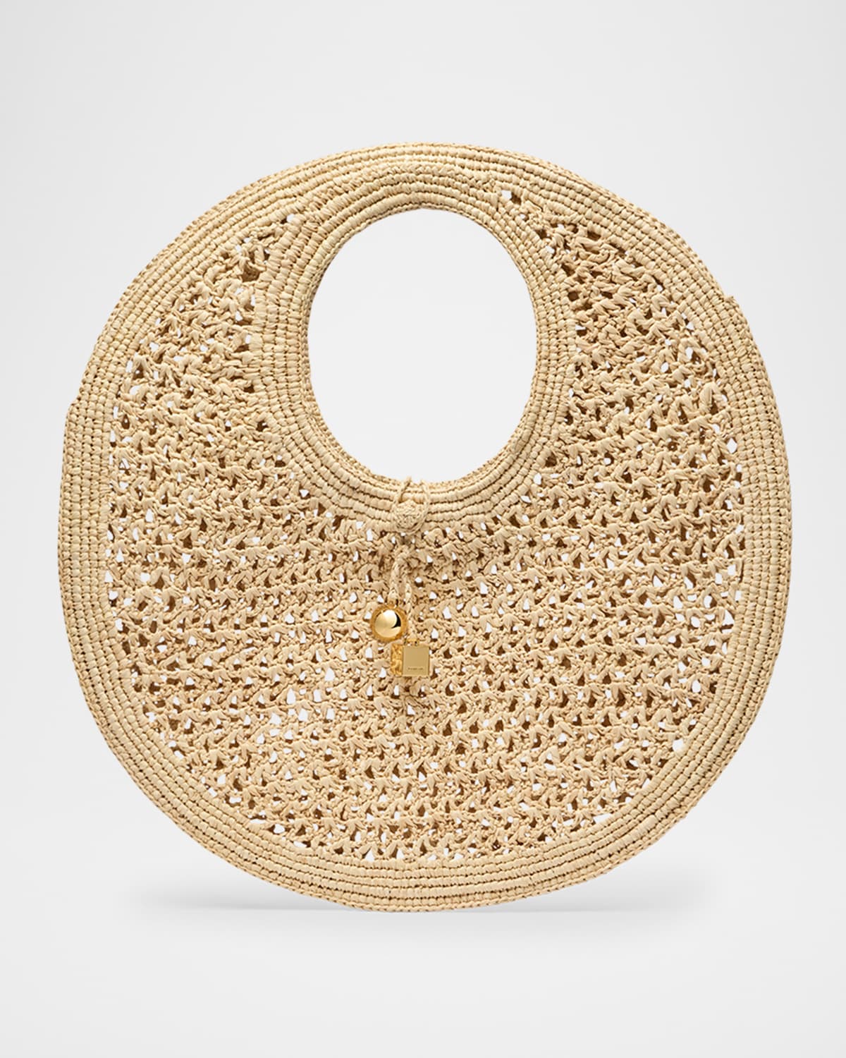 Jacquemus Le Petit Rond Raffia Shoulder Bag In Natural