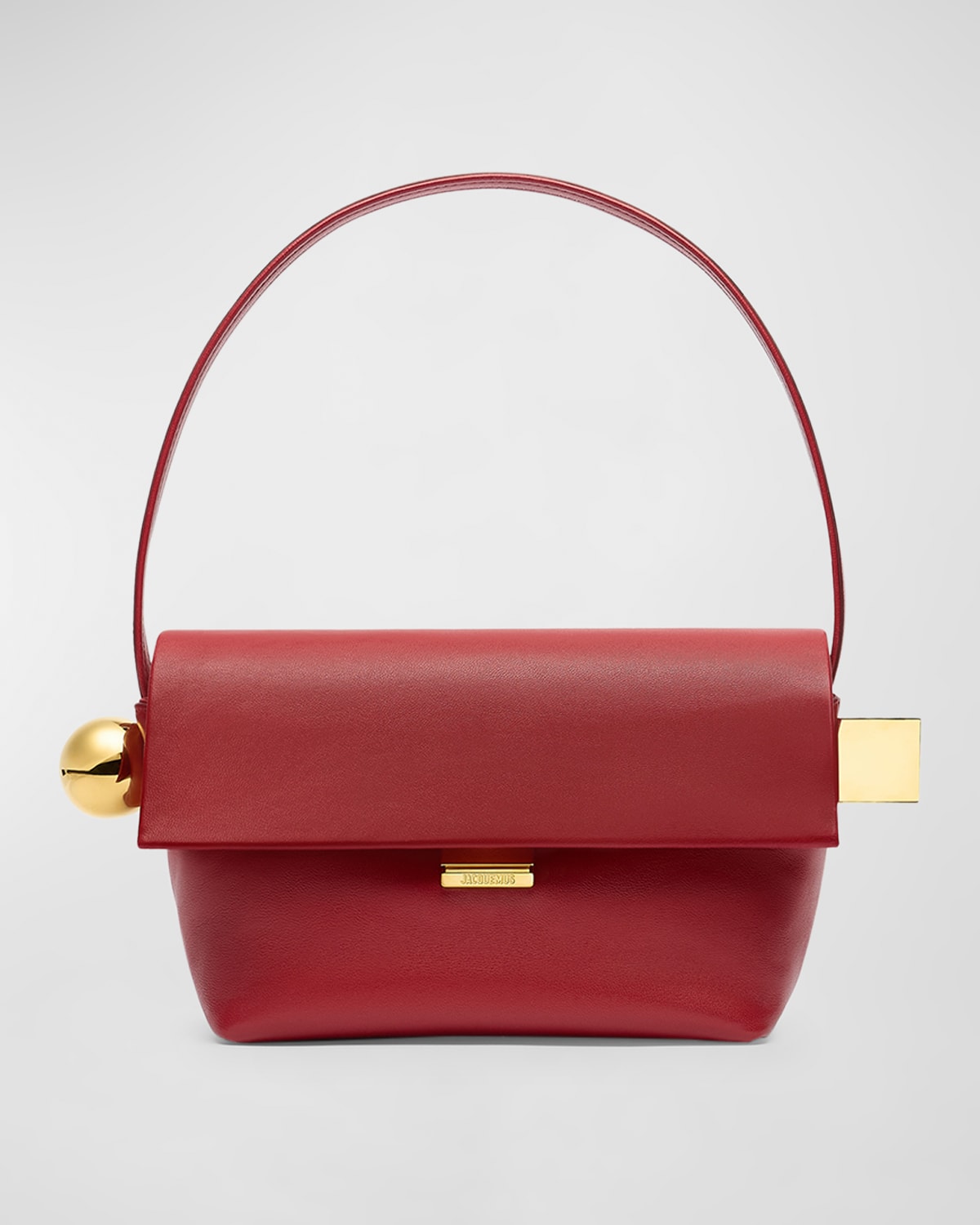 Jacquemus Le Rond Carre Leather Shoulder Bag In Dark Red