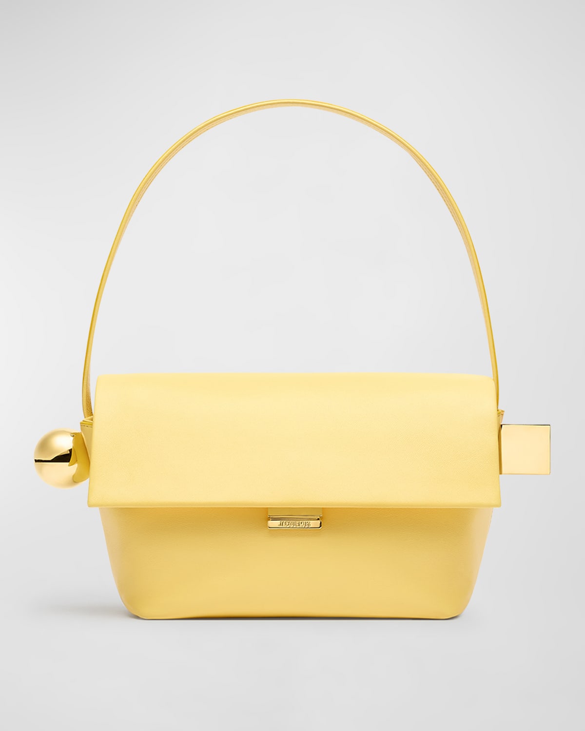 Jacquemus Le Rond Carre Leather Shoulder Bag In Light Yellow