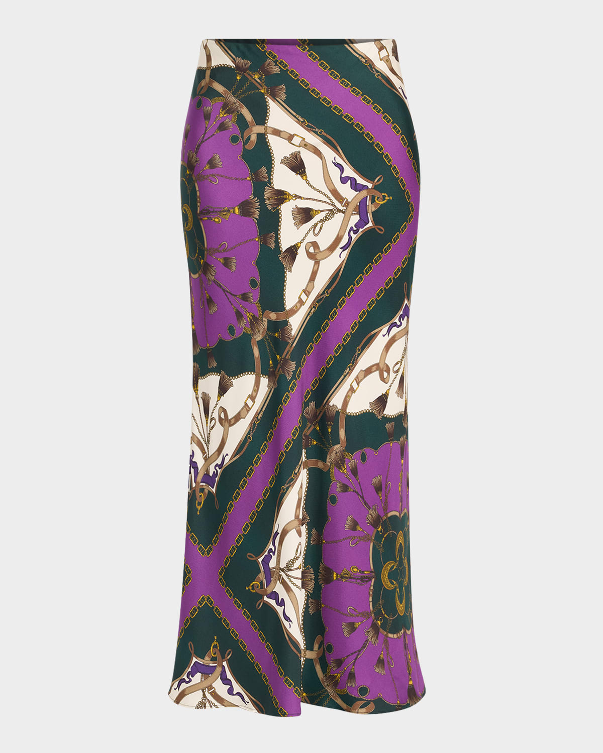 Veronica Beard Clover Printed Silk-blend Twill Maxi Skirt In Pine Multi