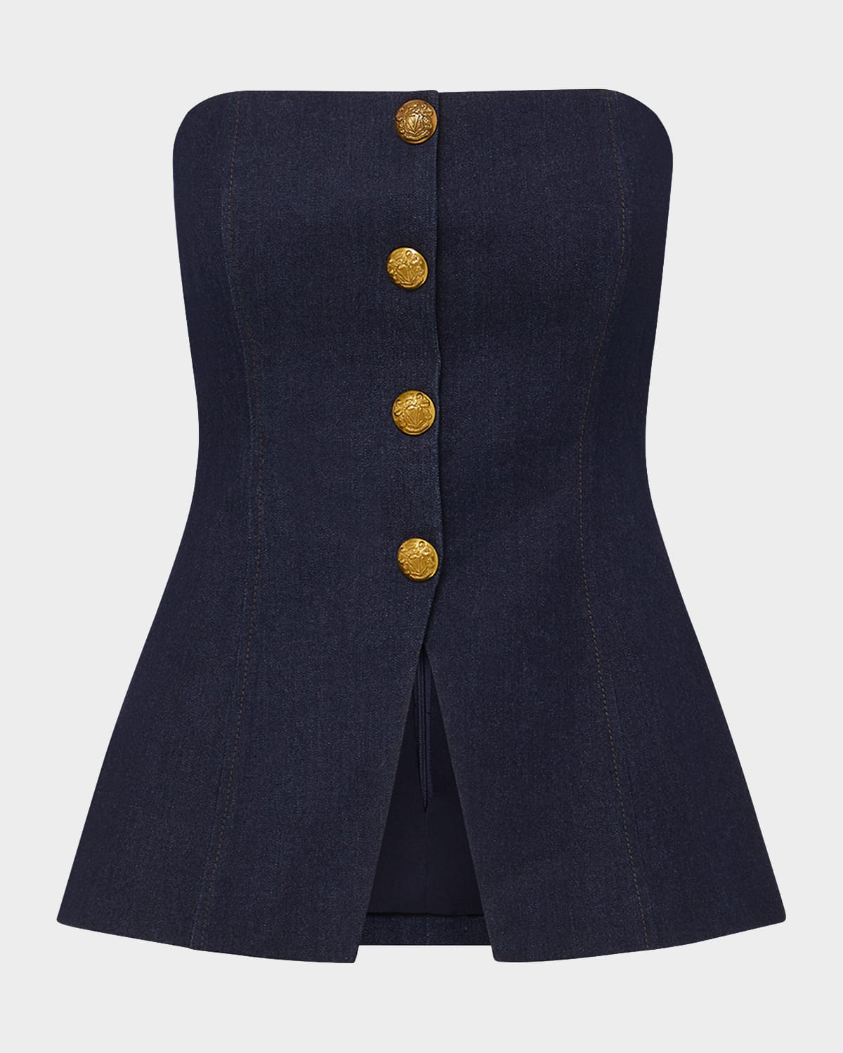 VERONICA BEARD FORMAN STRAPLESS DENIM TOP 