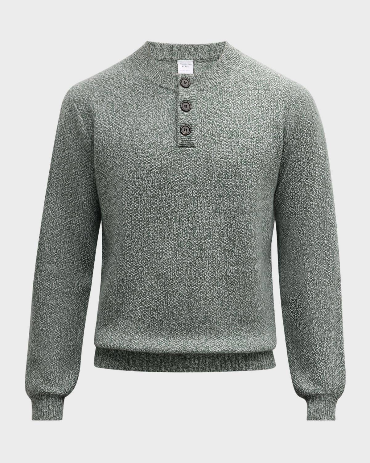 Men's Marled Button Crewneck Sweater