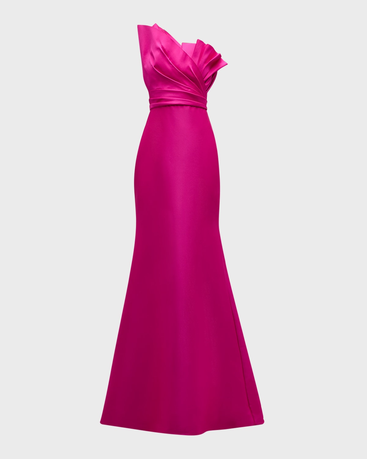 Badgley Mischka Strapless Pleated Trumpet Gown In Pink