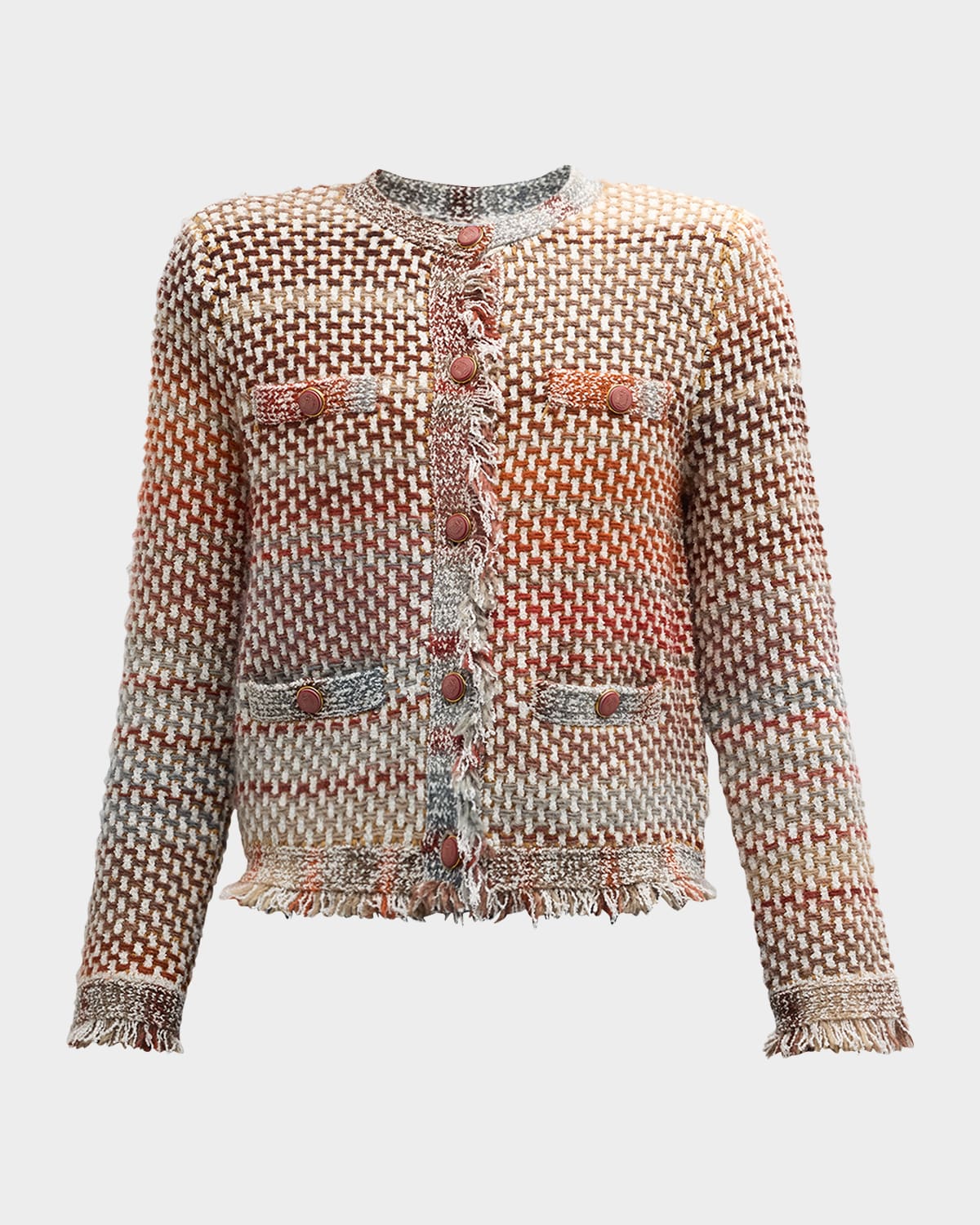 Shop Veronica Beard Sariyah Knit Jacket In Red Multi