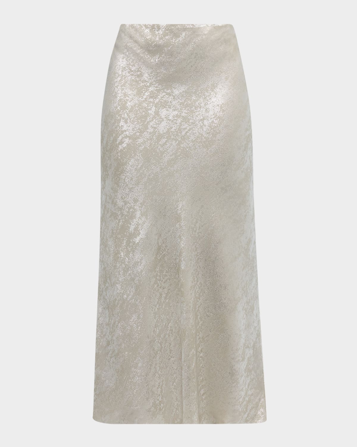 Veronica Beard Clover Brushed Metallic Slip Skirt In Silver