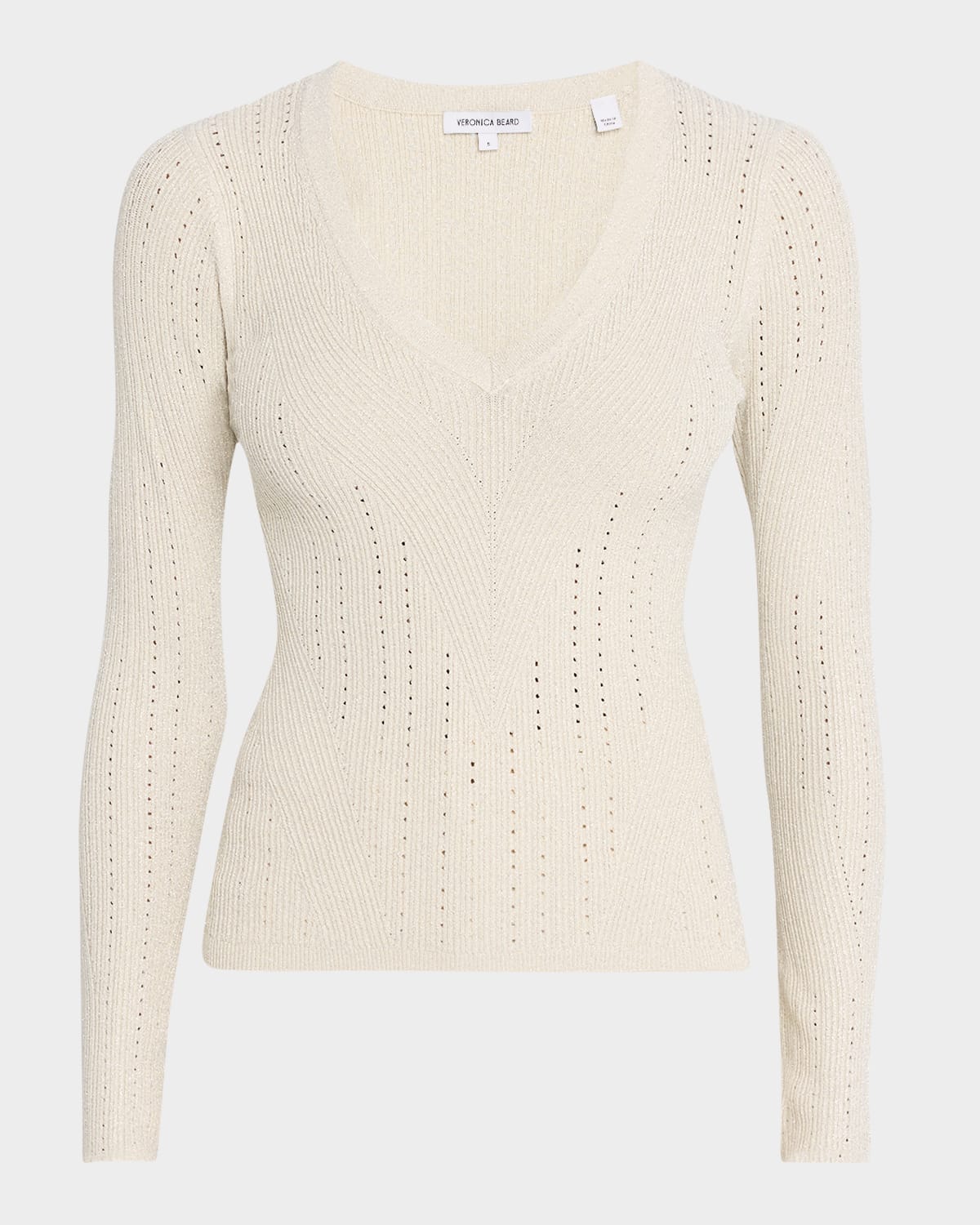 Callie Metallic Knit V-Neck Sweater